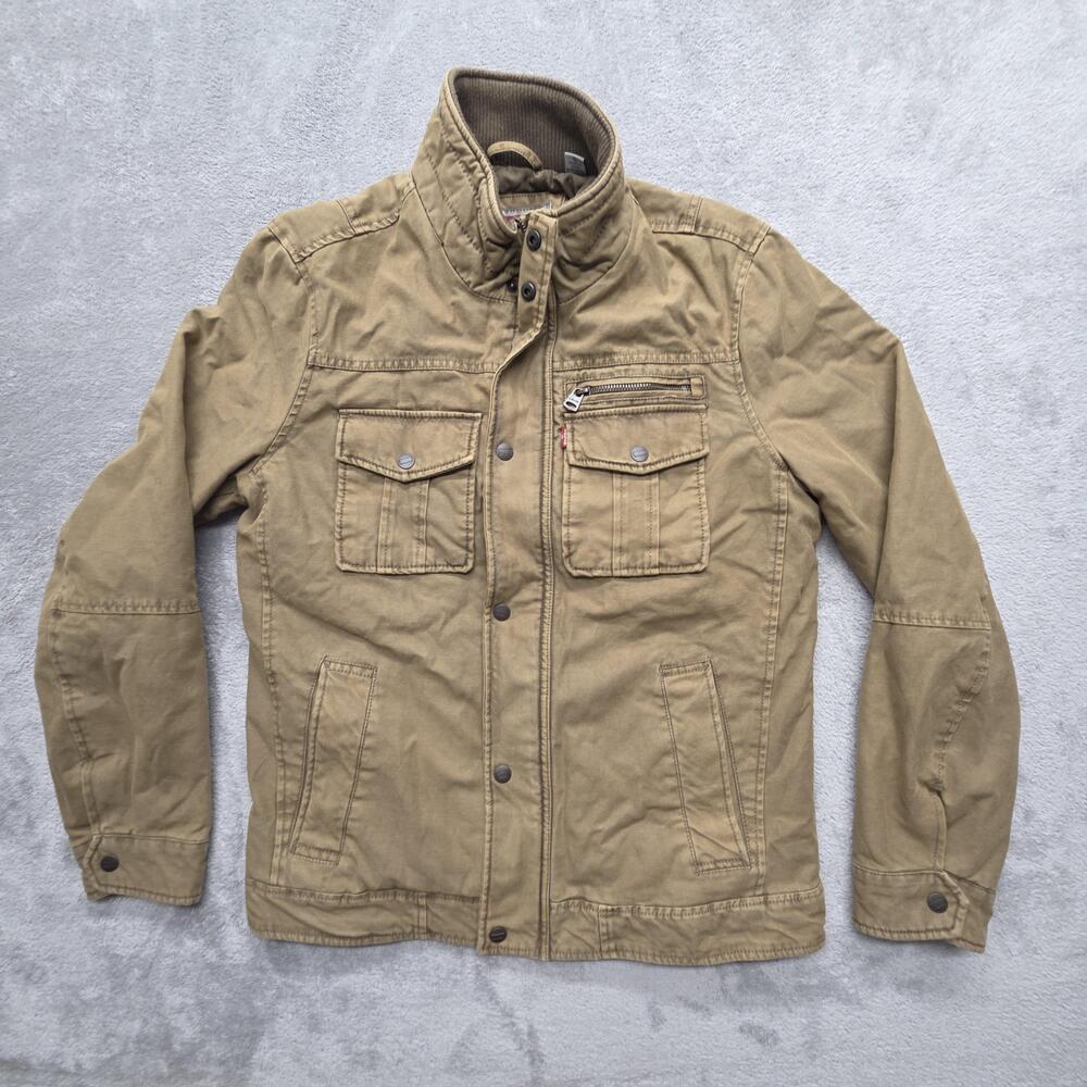 Levi's Jacket Mens S Brown Military Lined Insulated Collared Zip Pockets